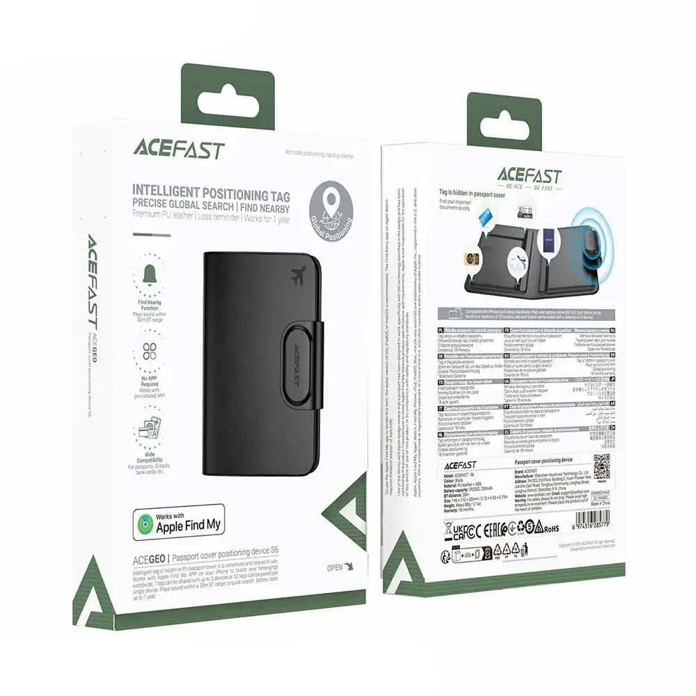 Acefast SmartTag Passport S6 för iOS-serien, Svart