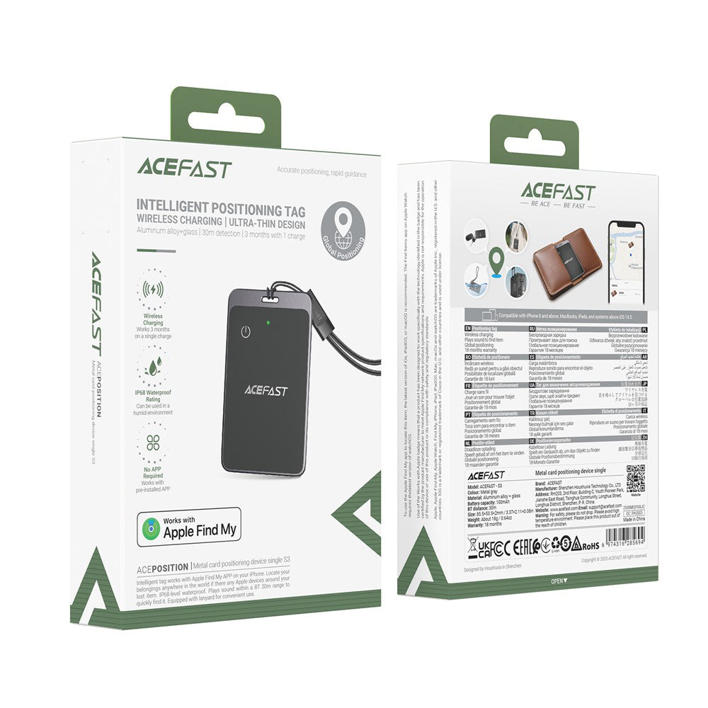 Acefast SmartTag S3 för iOS-serien, Grå