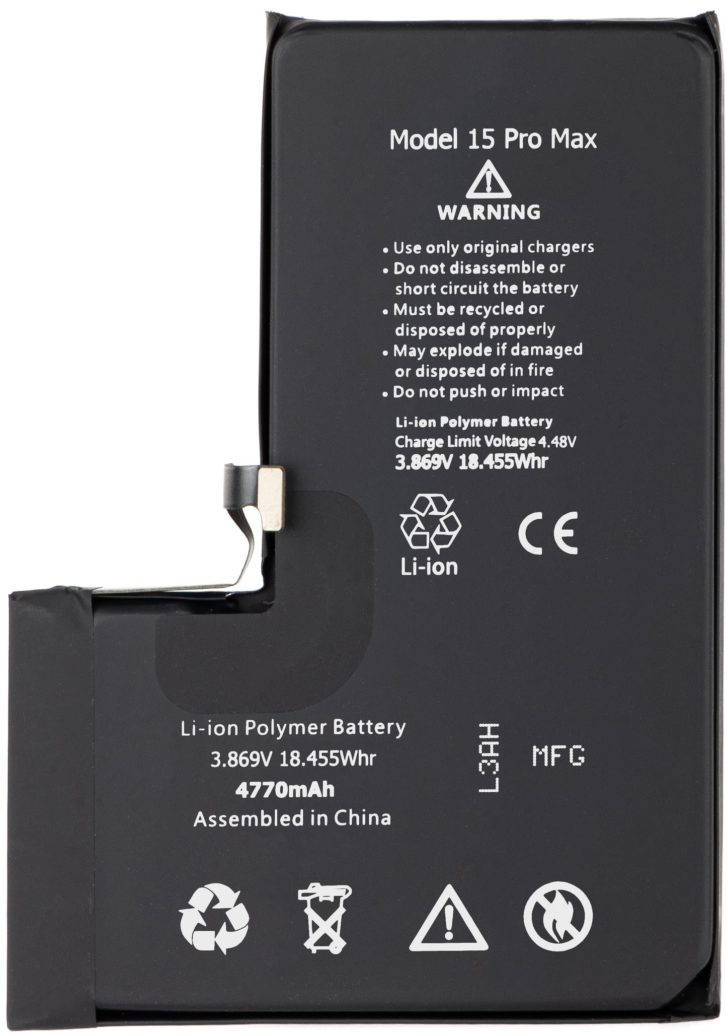 Batteri Apple iPhone 15 Pro Max, Hög Kapacitet