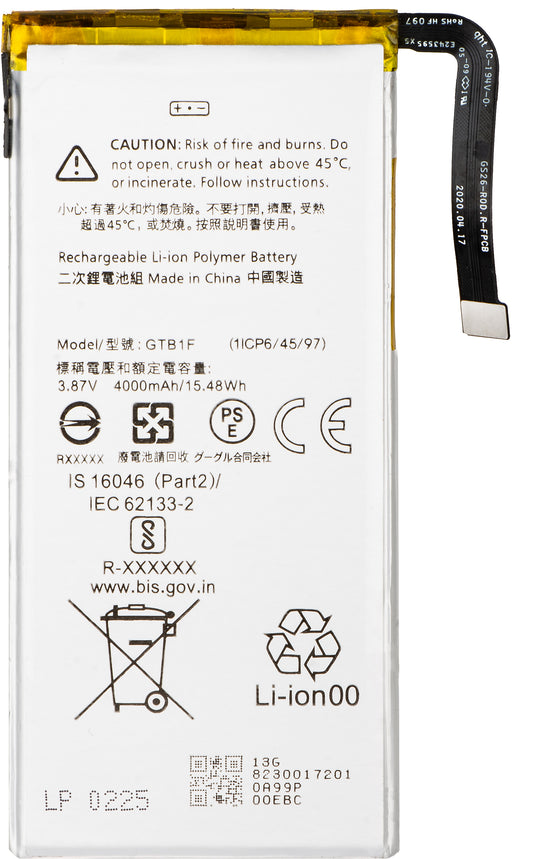 Batteri för Google Pixel 5, GTB1F