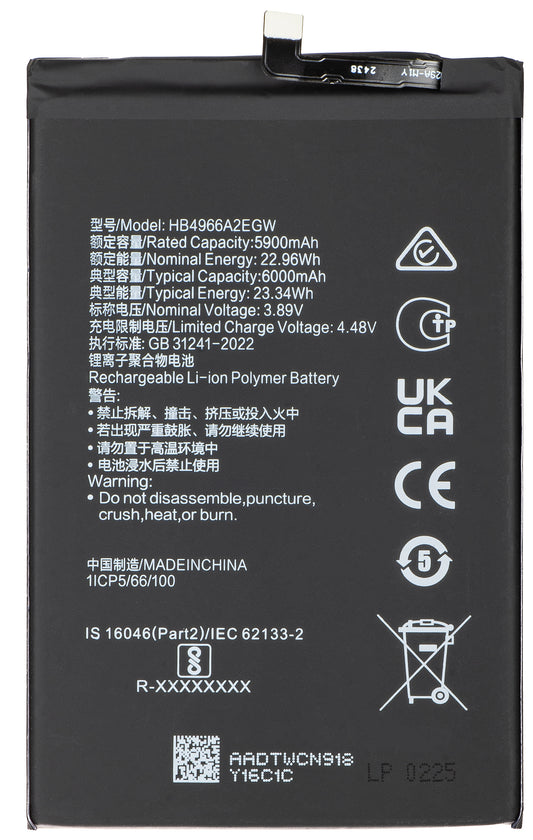 Batteri för Honor X7b 4G, HB4966A2EGW