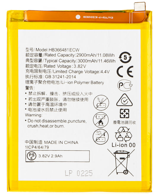 Batteri för Huawei Y6 (2018) / P9 Lite (2017) / P20 Lite / P smart (2017) / P10 Lite, HB366481ECW