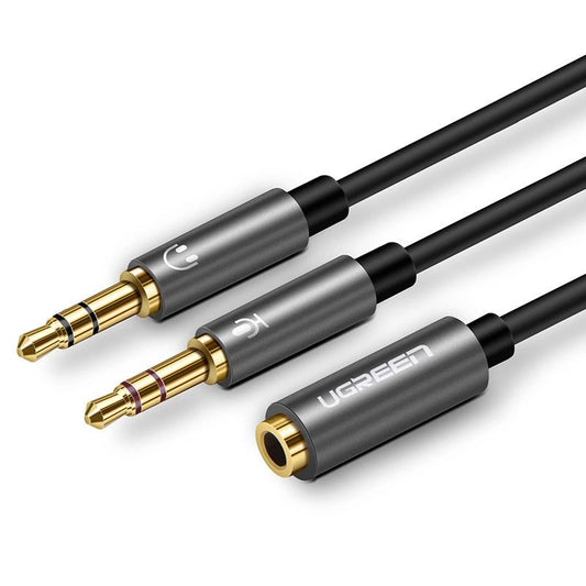 Ljudadapter 3,5 mm - 2 x 3,5 mm UGREEN AV140, 0,20 m, svart
