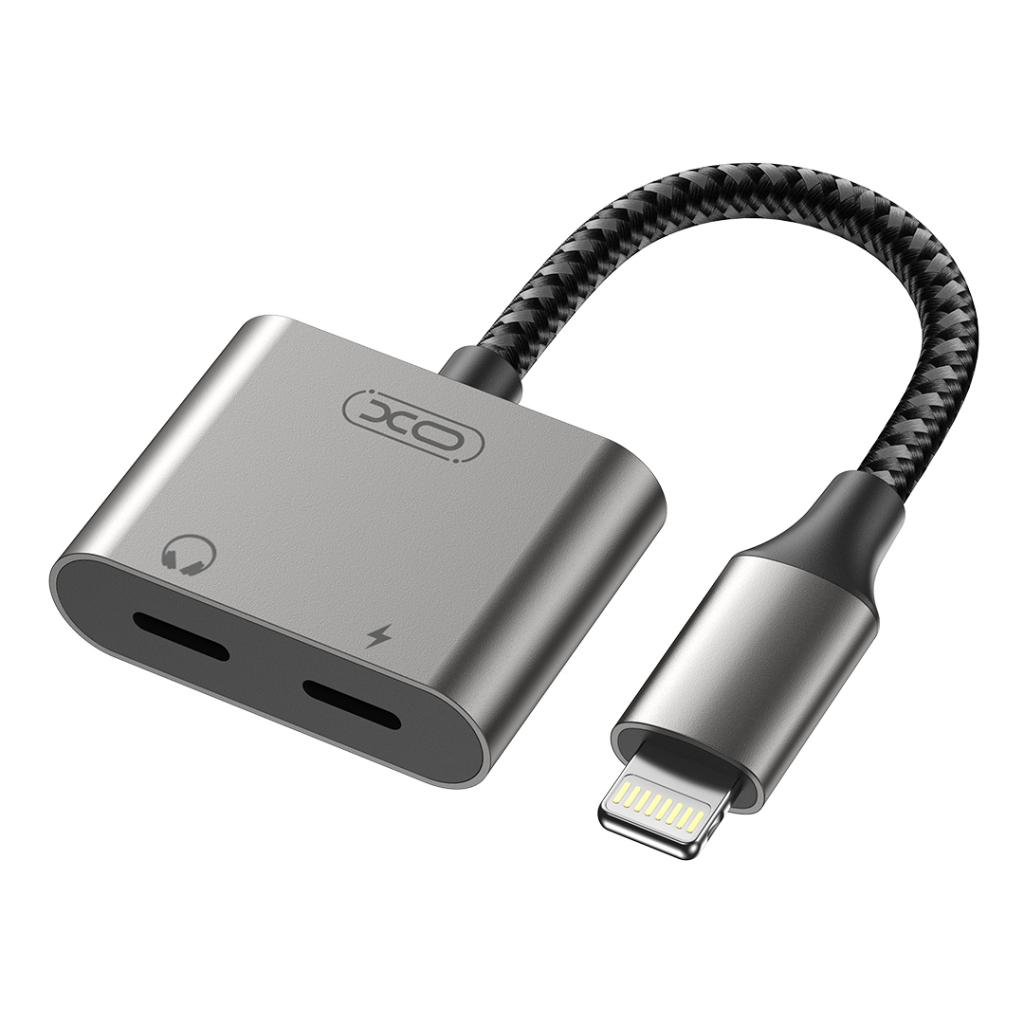 Audioadapter Lightning - 2 x Lightning XO Design NB-R258A, Grå