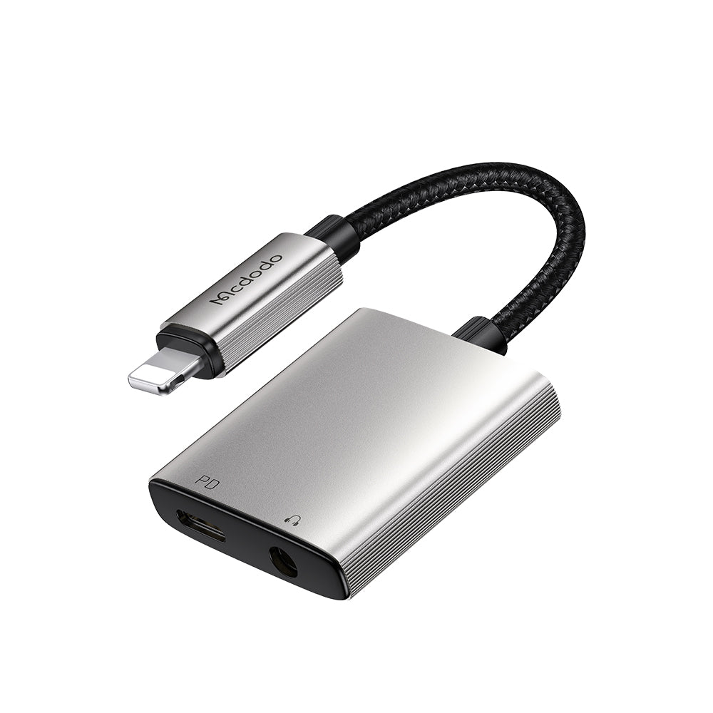 Audioadapter Lightning - Lightning / 3.5mm McDodo CA-5540 Wales, Grå