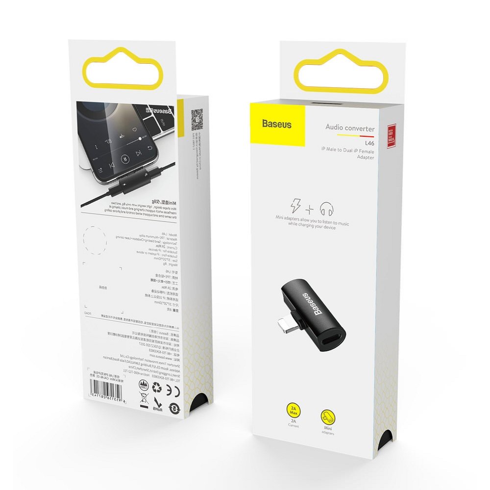 Ljudadapter Lightning - Lightning Baseus, svart CAL46-01