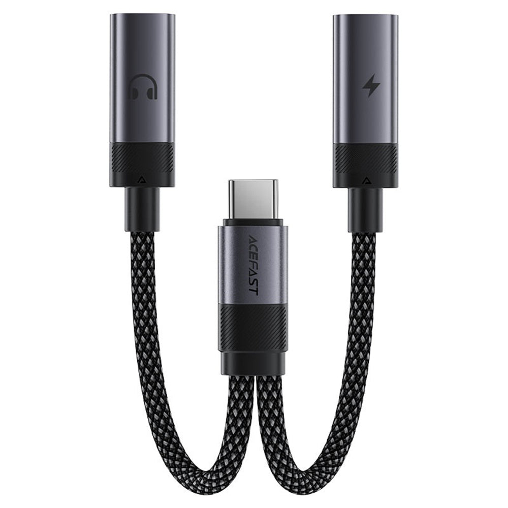 USB-C-ljudadapter - 2 x USB-C Acefast J14, Svart
