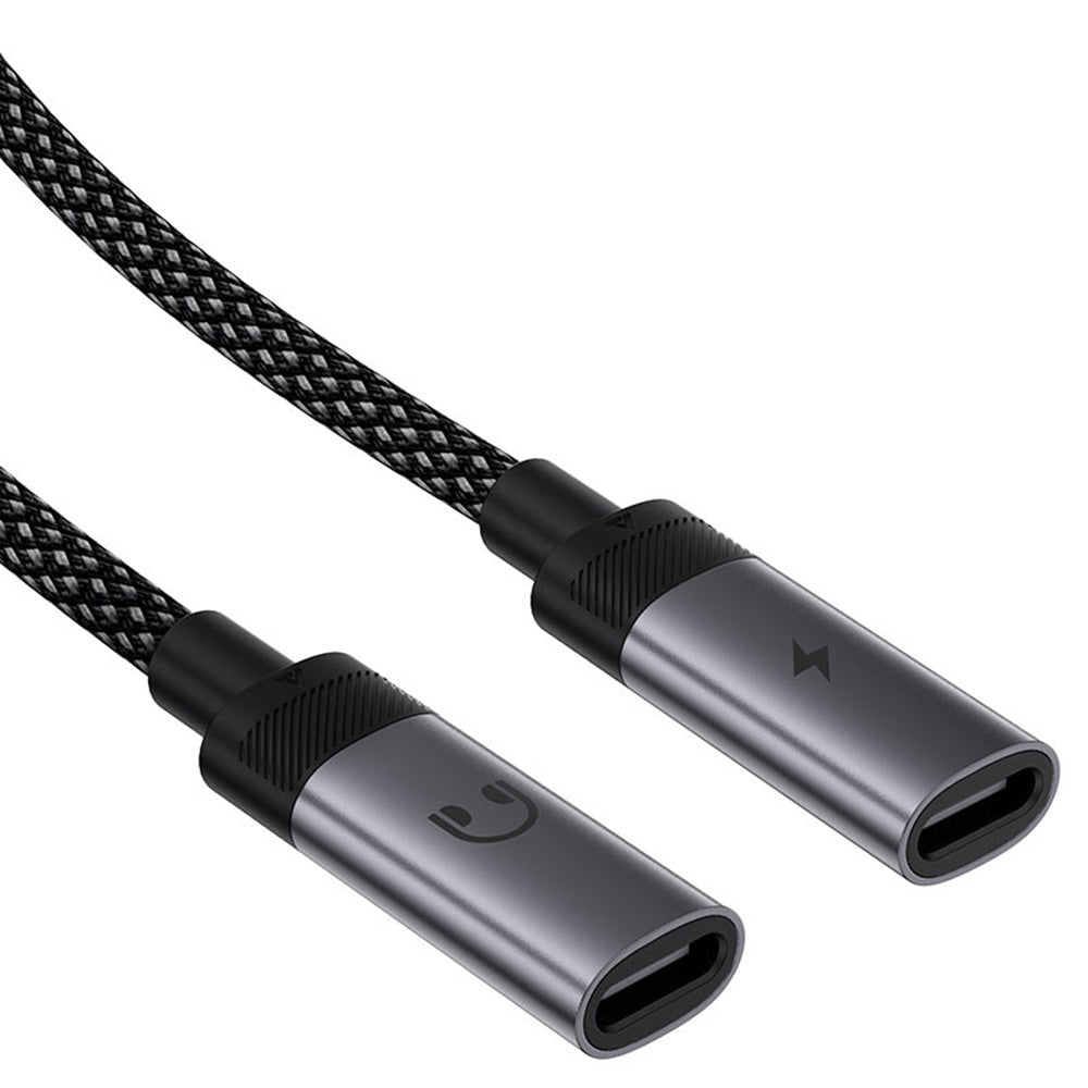 USB-C-ljudadapter - 2 x USB-C Acefast J14, Svart