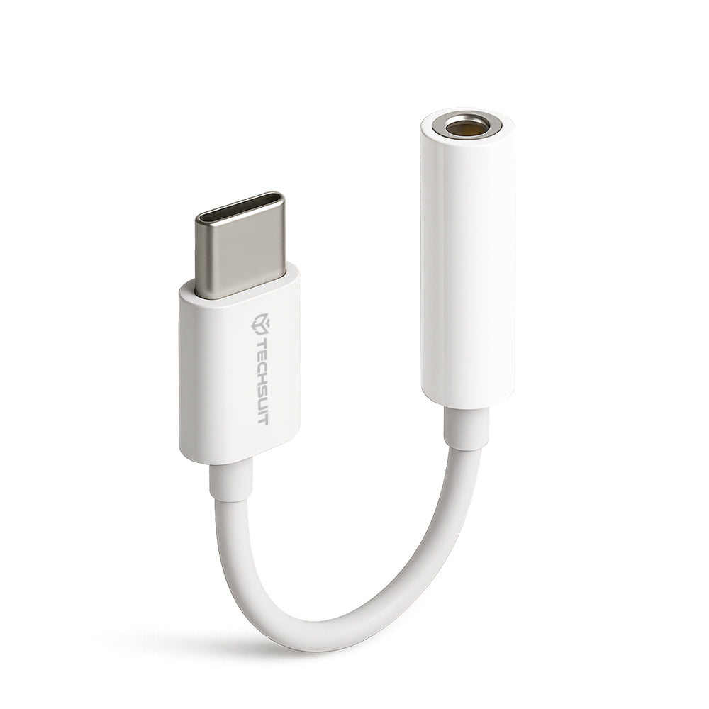 Audioadapter USB-C - 3.5mm Techsuit AC18 MusicBox, Vit, Set med 2 stycken