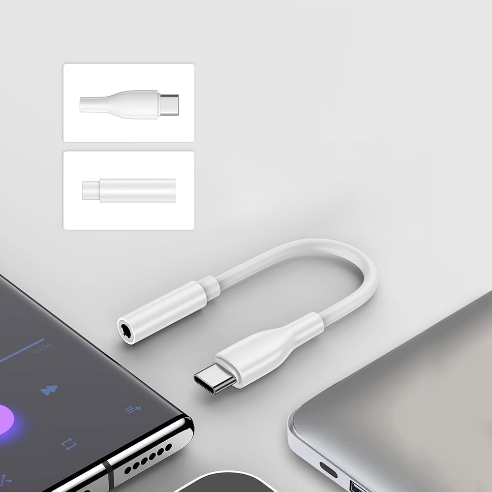 Audioadapter USB-C - 3.5mm Techsuit AC18 MusicBox, Vit, Set med 2 stycken