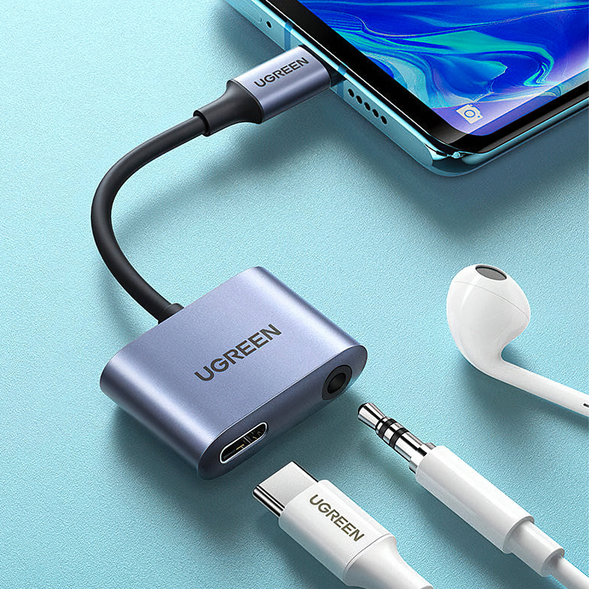 USB-C till 3.5mm / USB-C Audioadapter UGREEN CM231, Grå