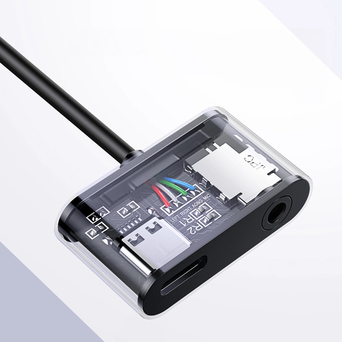 Audioadapter USB-C - 3.5mm / USB-C UGREEN CM193, Grå