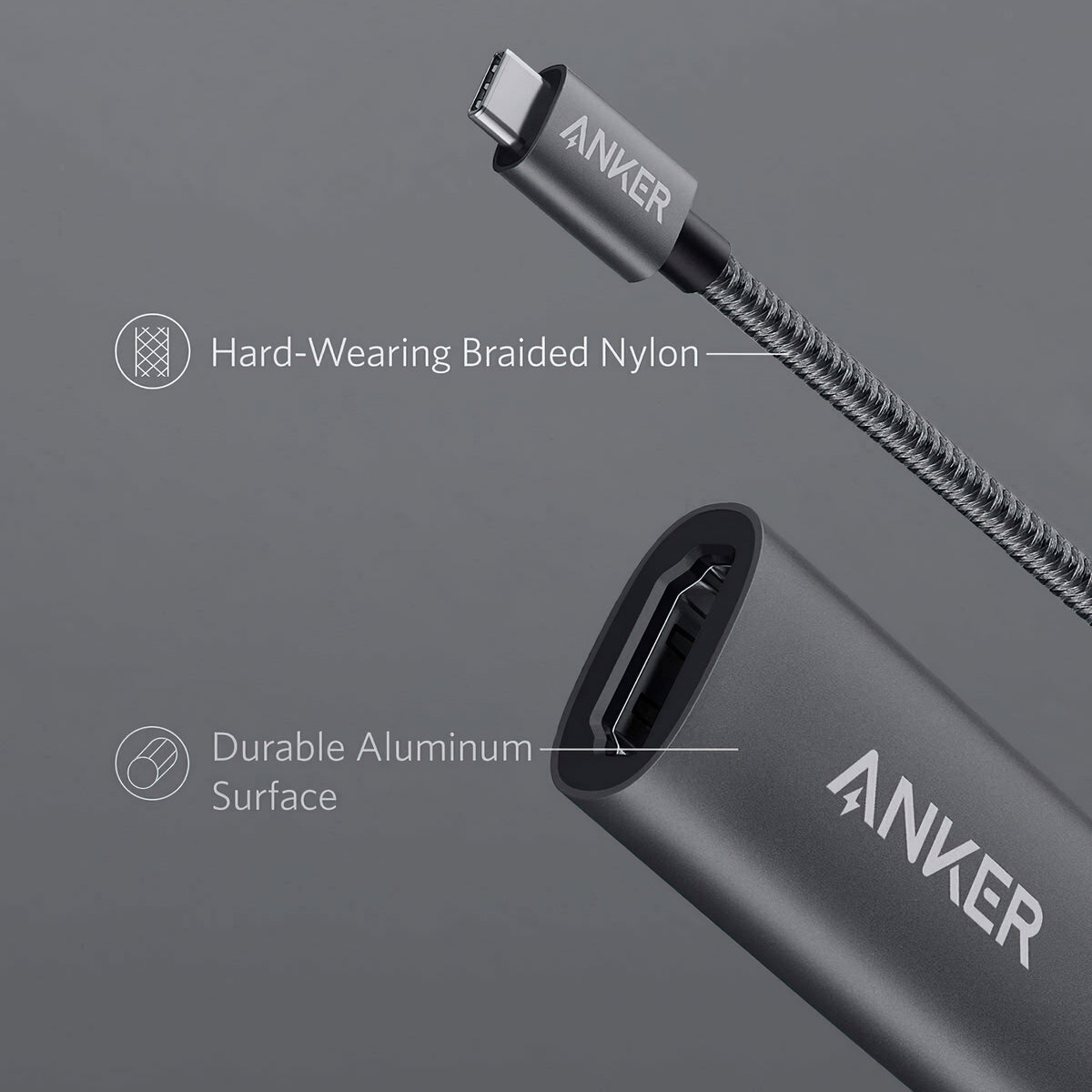 Audio- och videoadapter USB-C - HDMI Anker PowerExpand+, Grå A83120A1