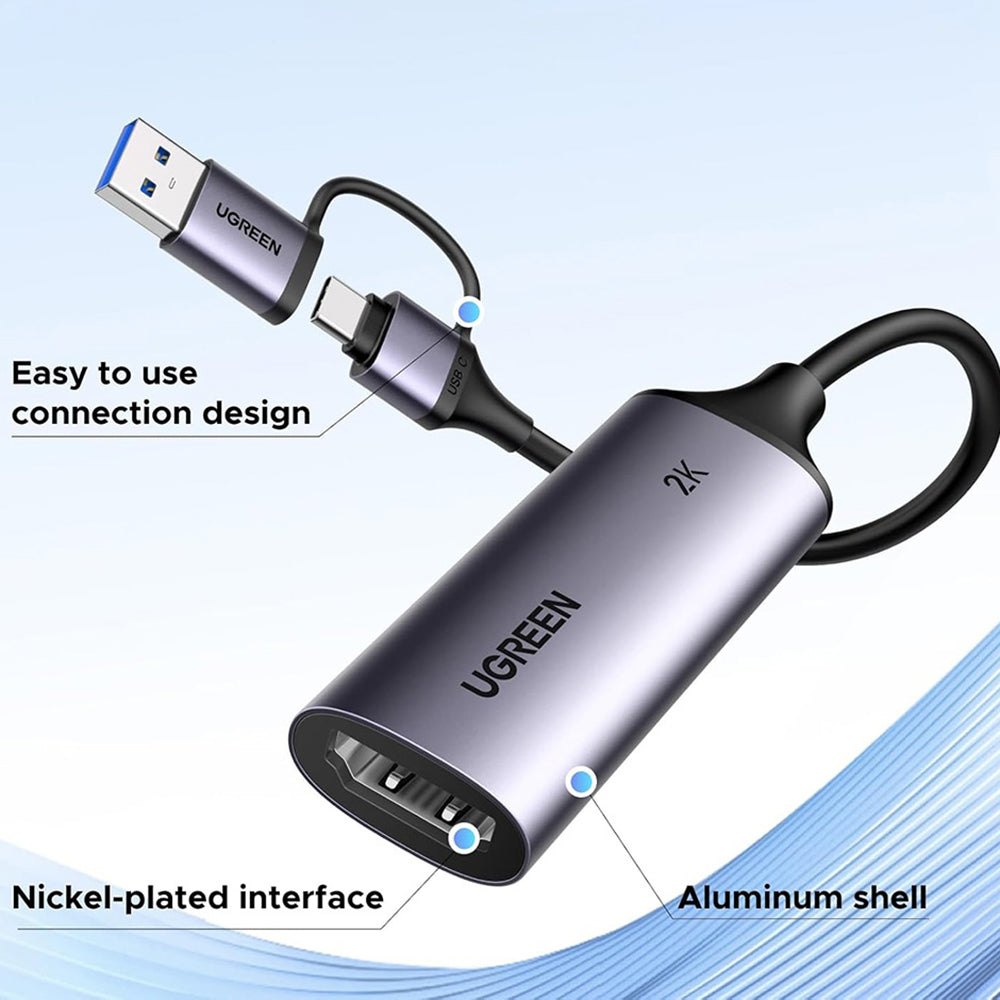 Audio- och videoadapter USB-A / USB-C - HDMI UGREEN CM629 (15389), Grå
