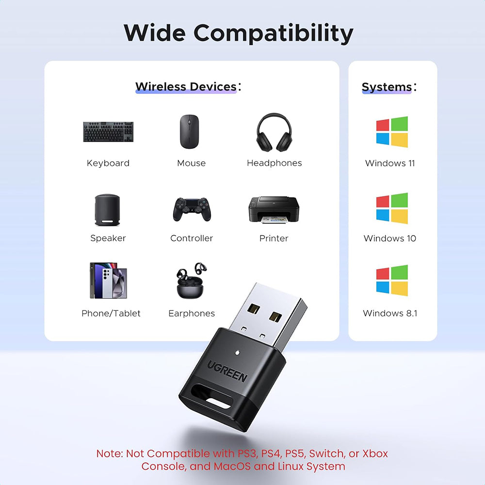 Bluetooth USB-adapter UGREEN CM748 (45134), Svart