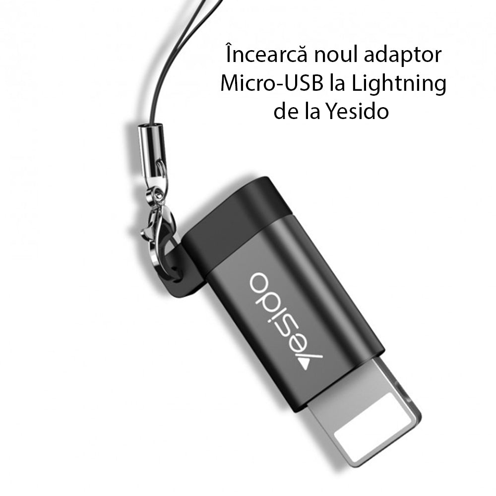 Adaptor för data och laddning microUSB - Lightning Yesido GS05, Svart