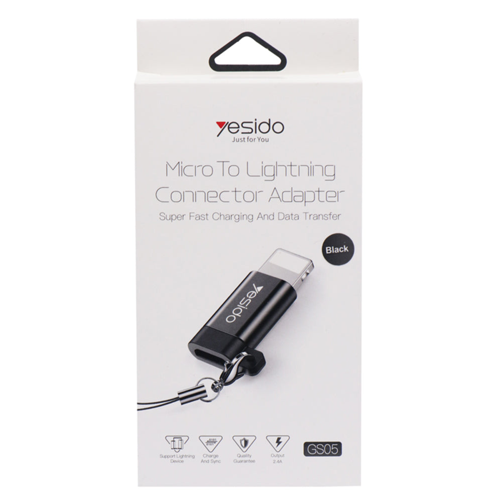 Adaptor för data och laddning microUSB - Lightning Yesido GS05, Svart