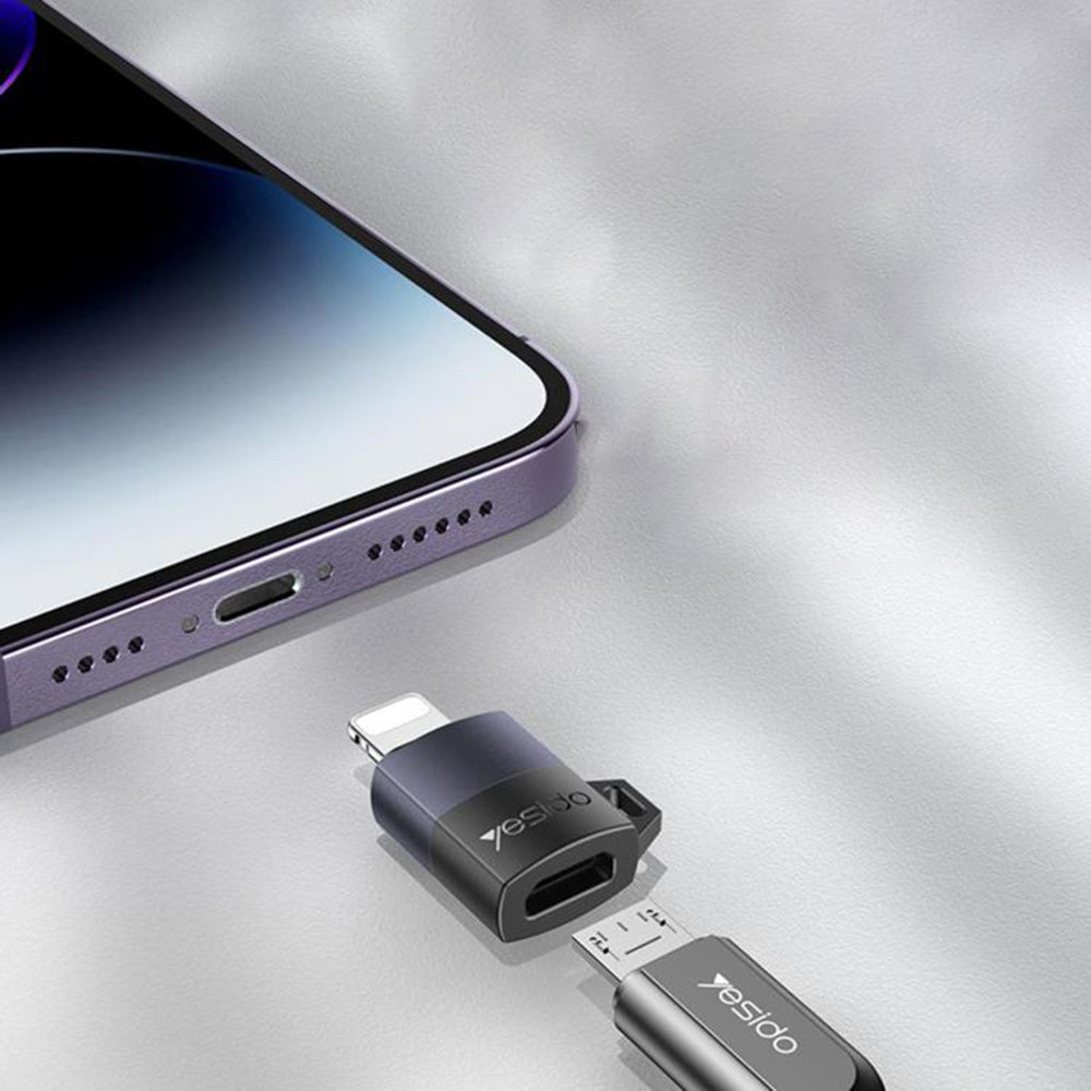 Adapter för data och laddning microUSB - Lightning Yesido GS30, Grå