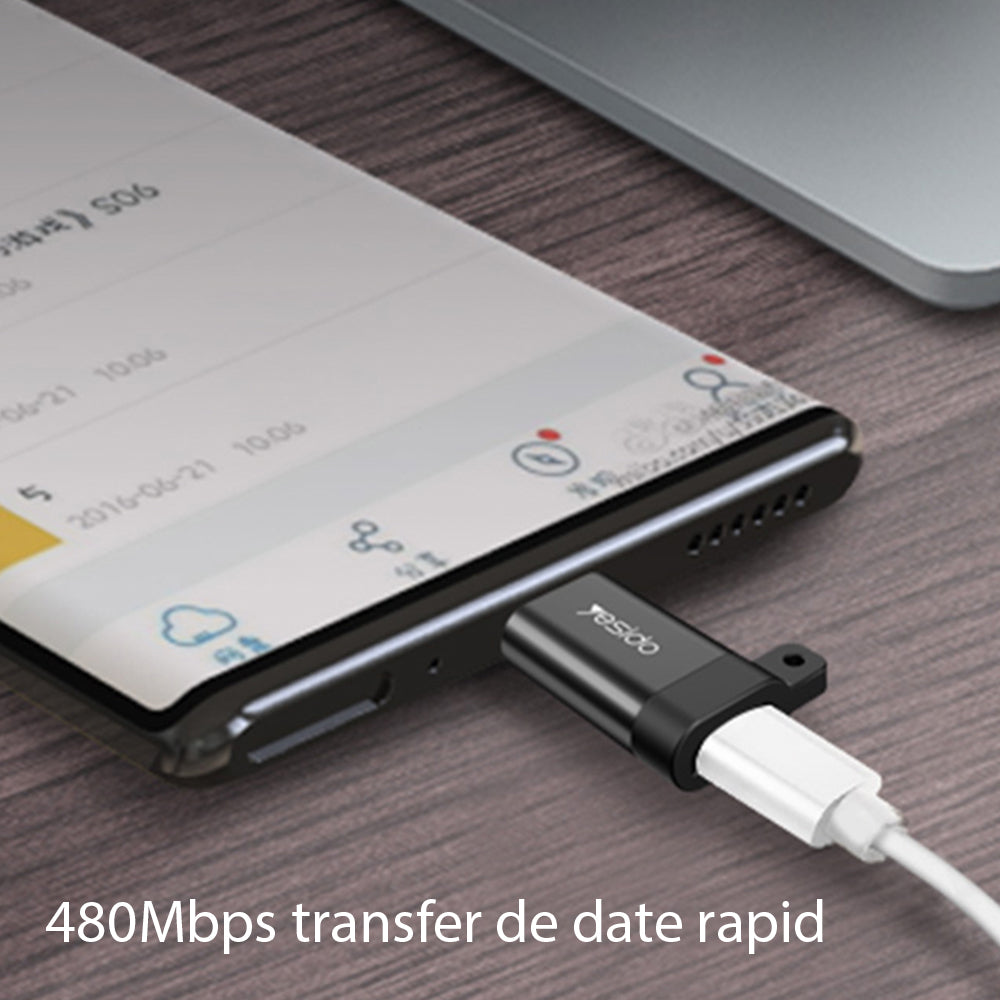 Adaptor för data och laddning microUSB - USB-C Yesido GS04, Svart