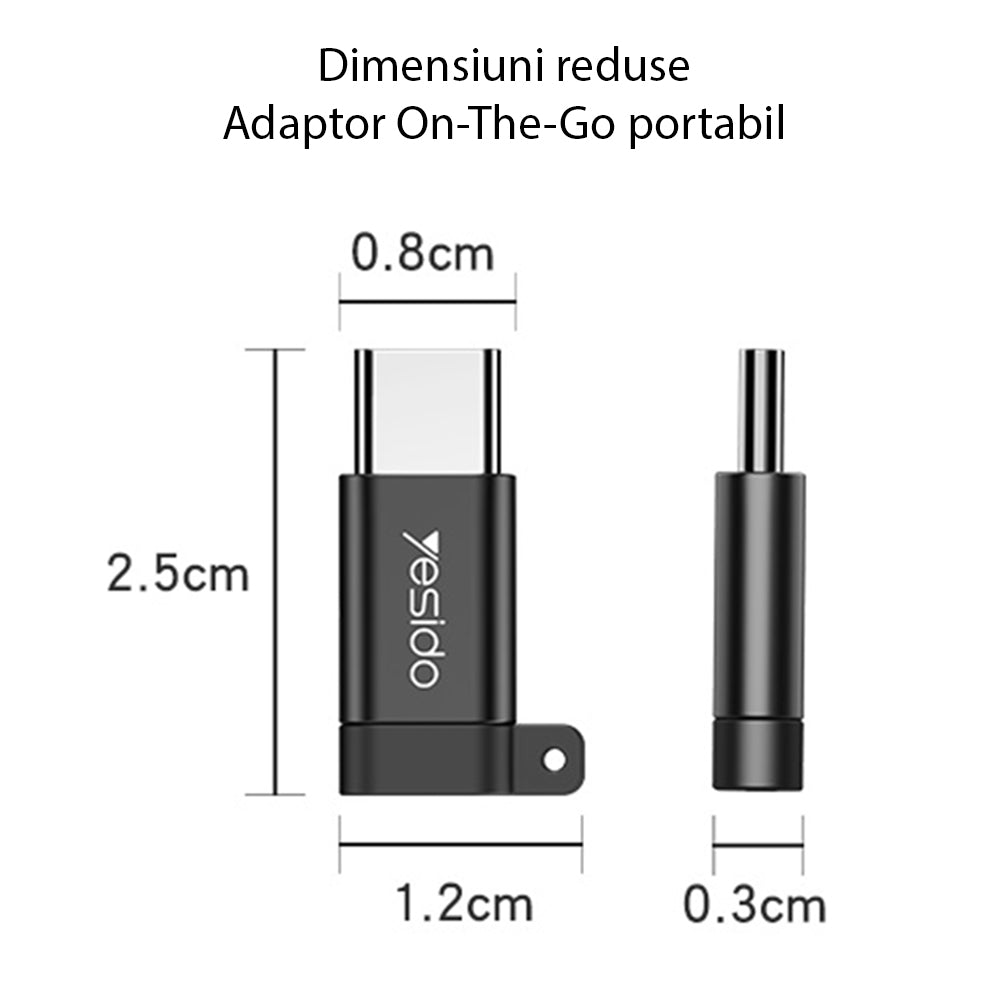 Adaptor för data och laddning microUSB - USB-C Yesido GS04, Svart