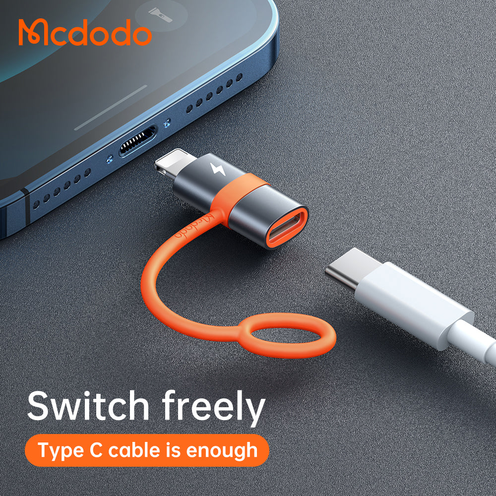 Adapter för data och laddning USB-C - Lightning McDodo OT-0510, Grå