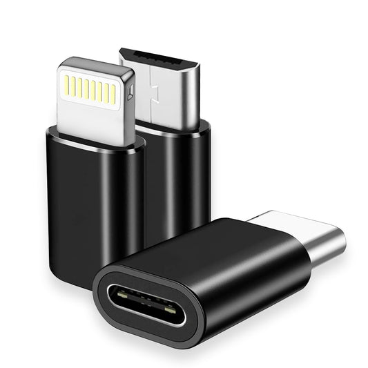 Adapter för data och laddning USB-C - Lightning / microUSB / USB-A Techsuit A19 TriFlashX 3in1, Svart