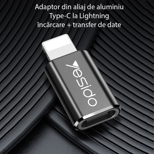 USB-C - Lightning Yesido GS03 adapter för data och laddning, Svart