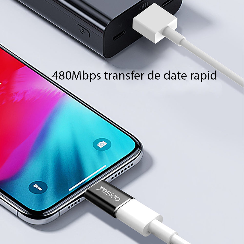 USB-C to Lightning Data and Charging Adapter Yesido GS03, Black