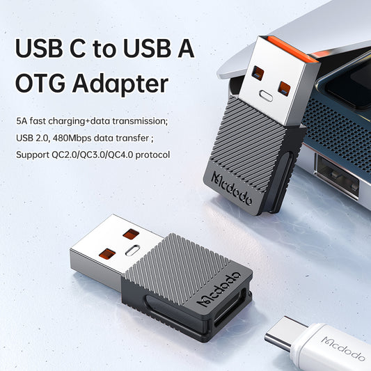 Adapter för data och laddning USB-C - USB-A McDodo OT-6970, Svart