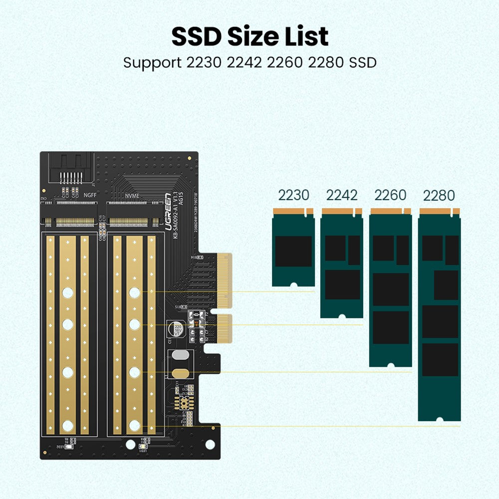 SSD-gränssnittsadaptrar UGREEN CM302 (70504), NVMe M.2 / SATA - PCIe 3.0 X4