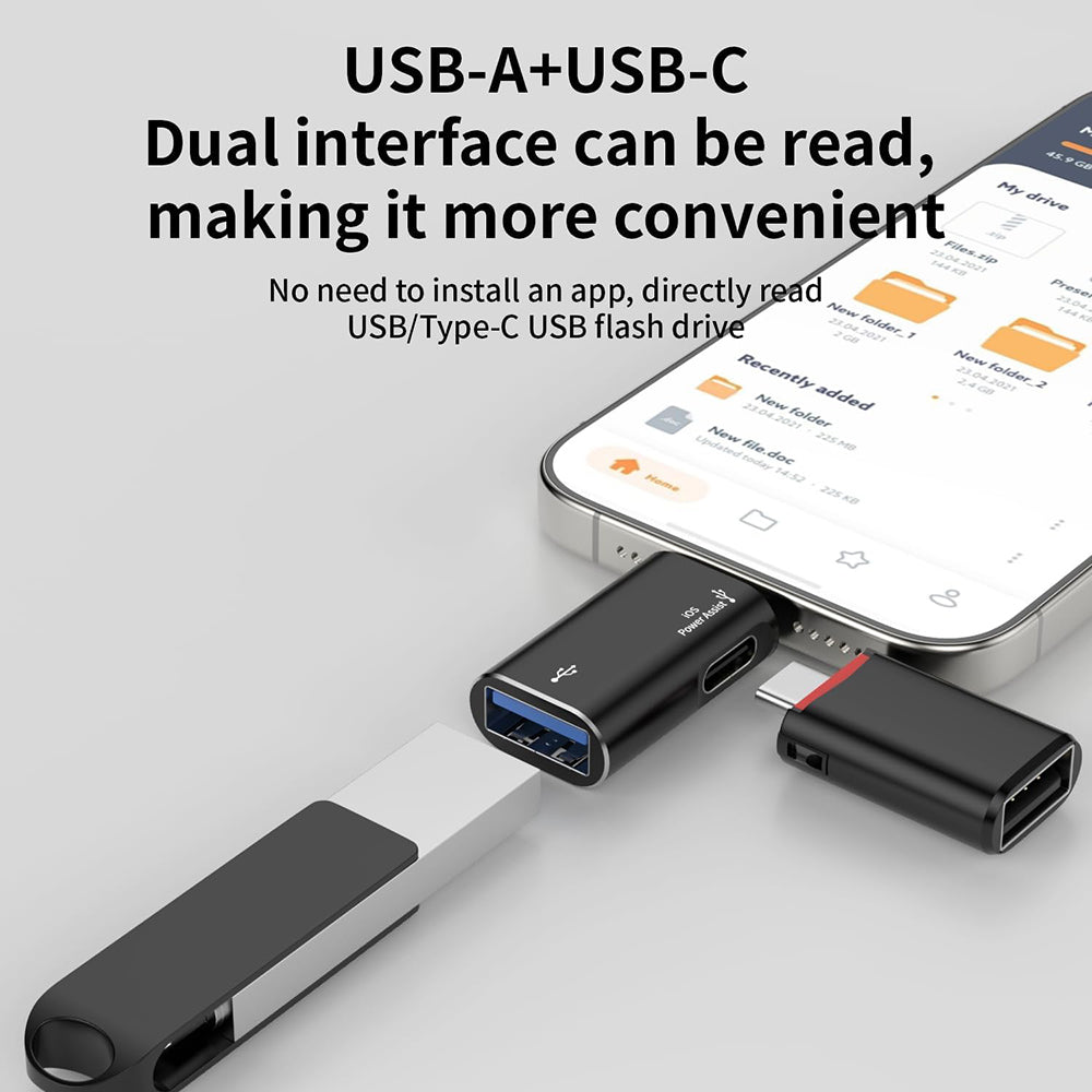 OTG Lightning - USB-A Adapter Techsuit A18 AluVoltX, Svart