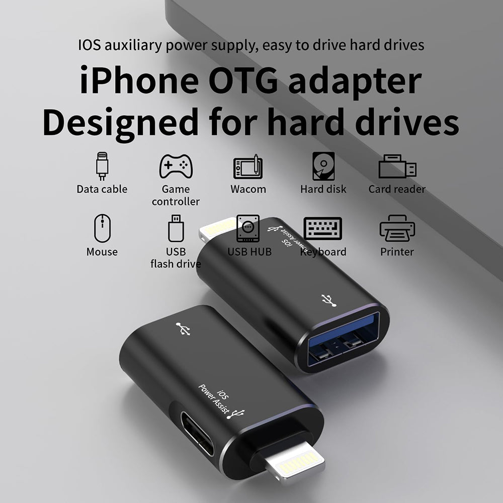 OTG Lightning - USB-A Adapter Techsuit A18 AluVoltX, Svart
