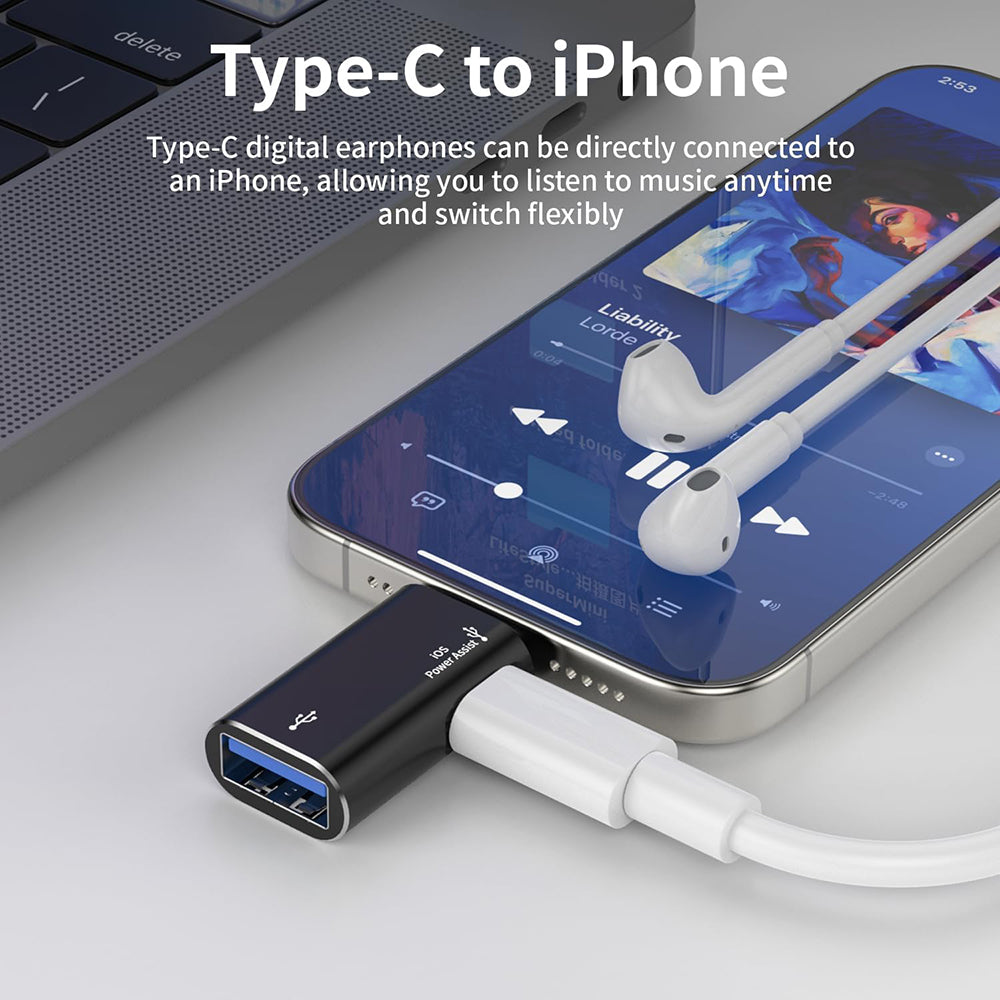 OTG Lightning - USB-A Adapter Techsuit A18 AluVoltX, Svart
