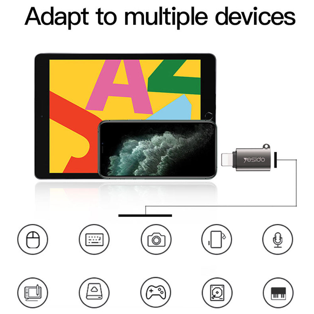 OTG Lightning - USB-A Yesido GS14, Svart