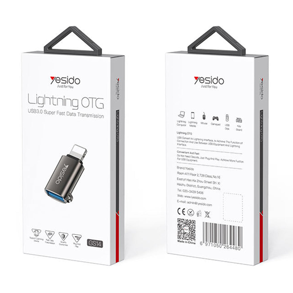 OTG Lightning - USB-A Yesido GS14, Svart