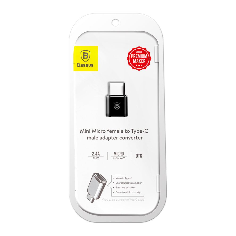 Baseus microUSB - USB-C data- och laddningsadapter, svart CAMOTG-01