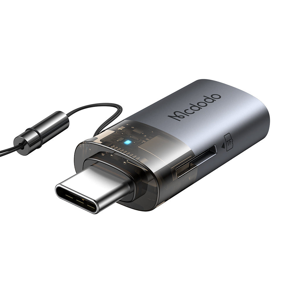 Kortläsare USB-C McDodo OT-7600, USB-A (OTG) - microSD, Svart