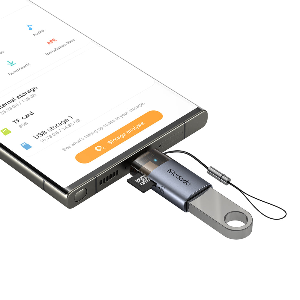 Kortläsare USB-C McDodo OT-7600, USB-A (OTG) - microSD, Svart