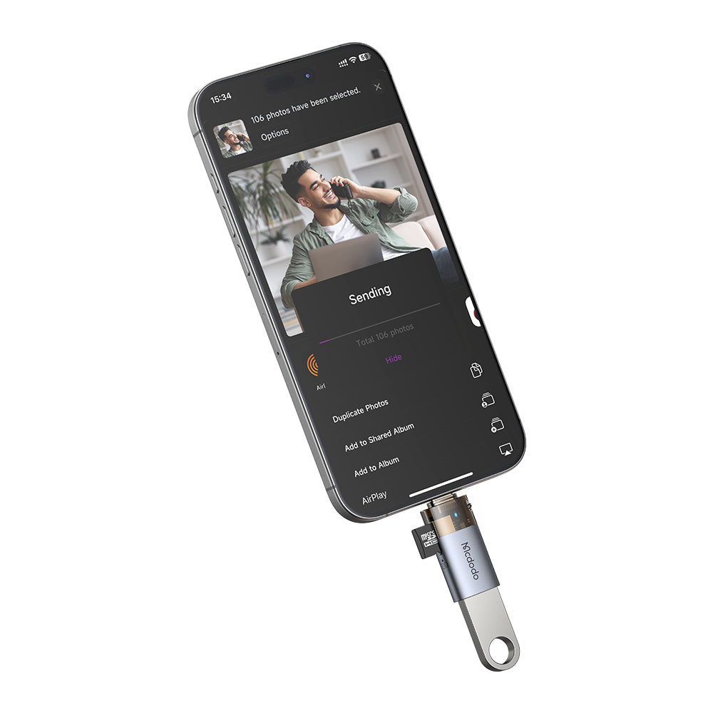 Kortläsare USB-C McDodo OT-7600, USB-A (OTG) - microSD, Svart