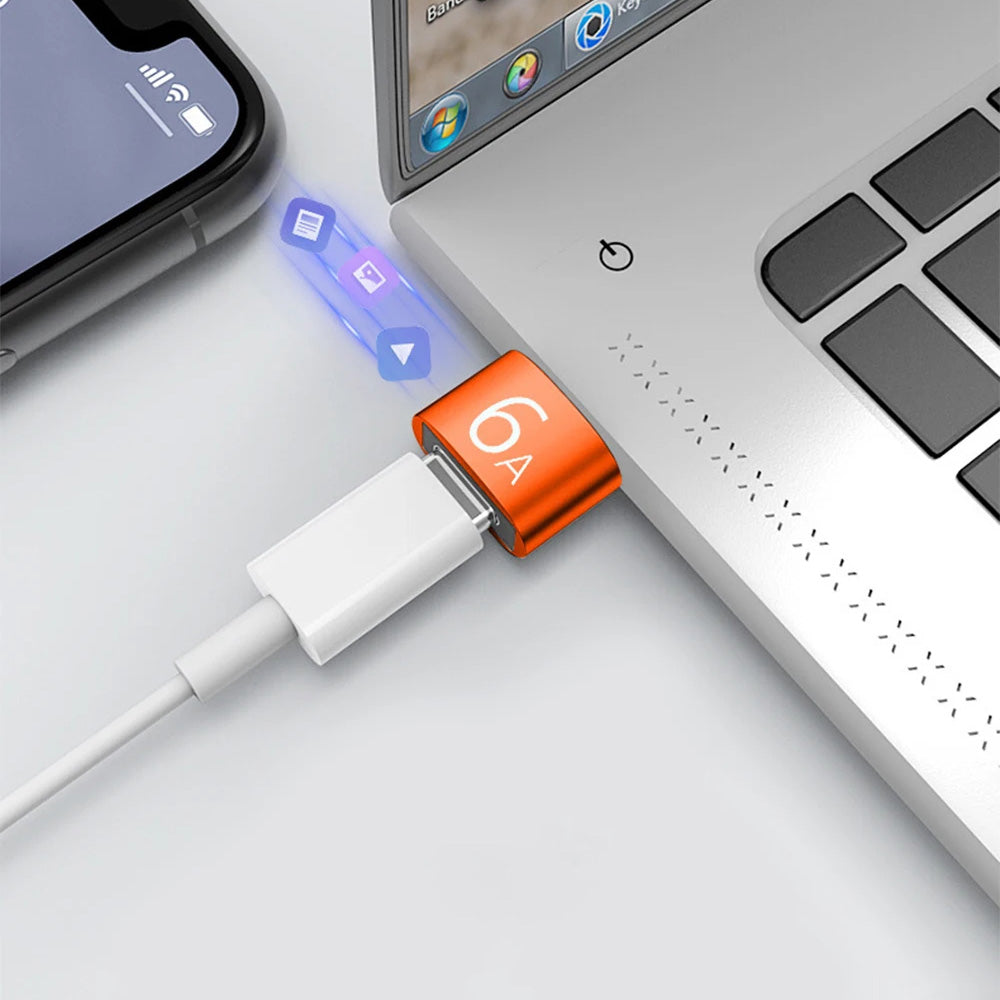 USB-C - USB-A Data- och Laddningsadapter Techsuit A4 HyperPort, Svart Orange