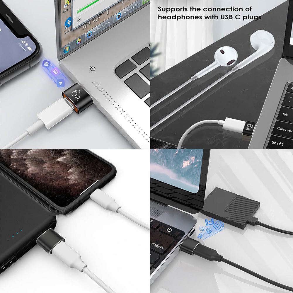 USB-C - USB-A Data- och Laddningsadapter Techsuit A4 HyperPort, Svart Orange