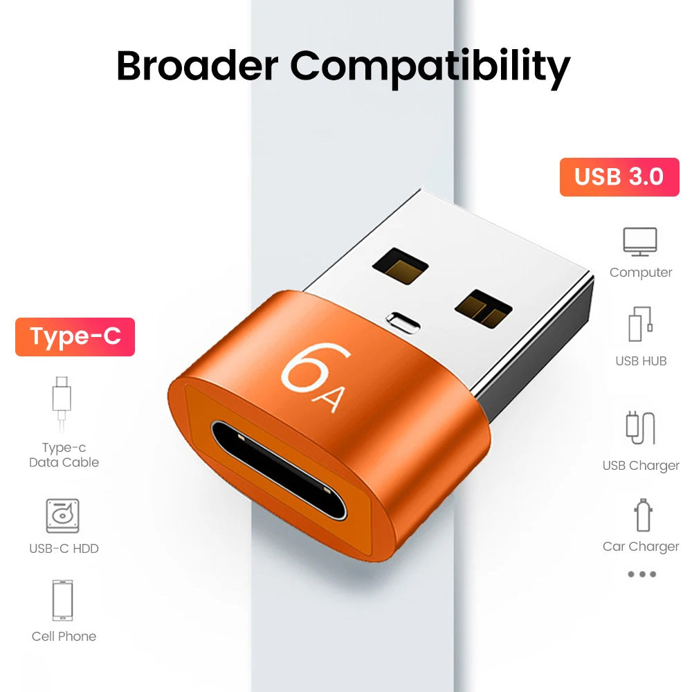 USB-C - USB-A Data- och Laddningsadapter Techsuit A4 HyperPort, Svart Orange