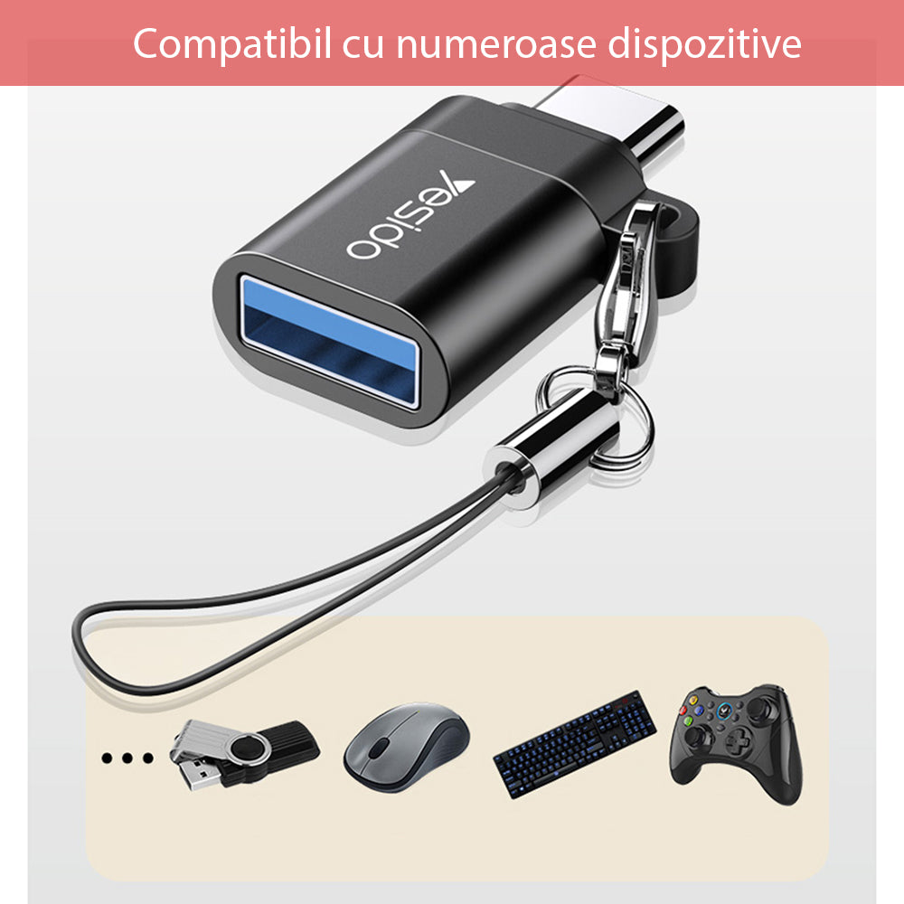 OTG-adapter USB-C - USB-A Yesido GS06, Svart