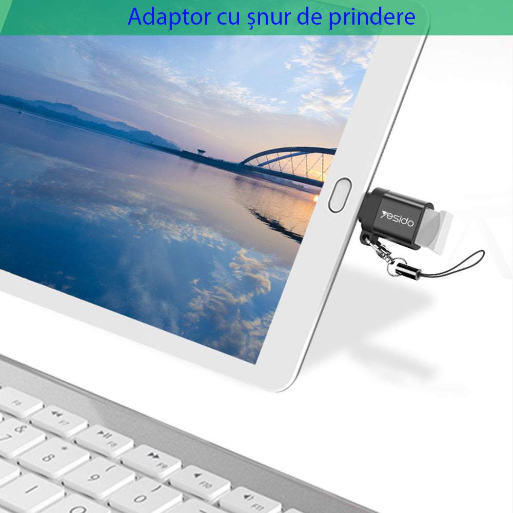 OTG-adapter USB-C - USB-A Yesido GS06, Svart