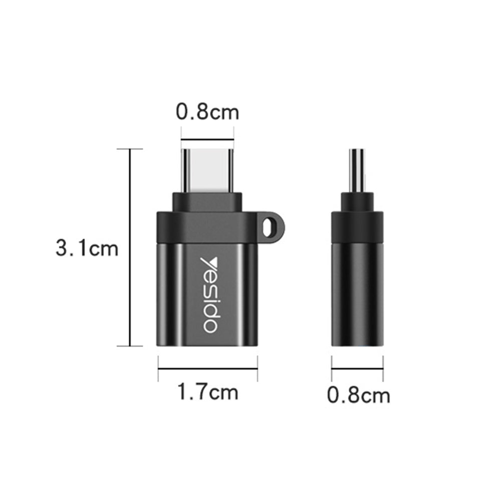 OTG-adapter USB-C - USB-A Yesido GS06, Svart