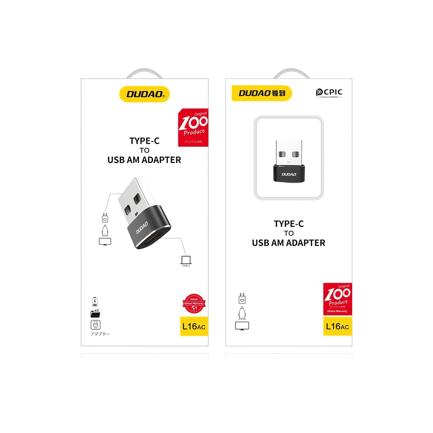 USB-C till USB-A data- och laddningsadapter Dudao L16AC, svart