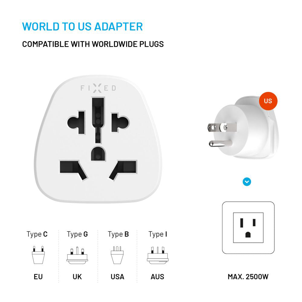 Nätverksadapter Fixed EU / UK / USA - US, Vit