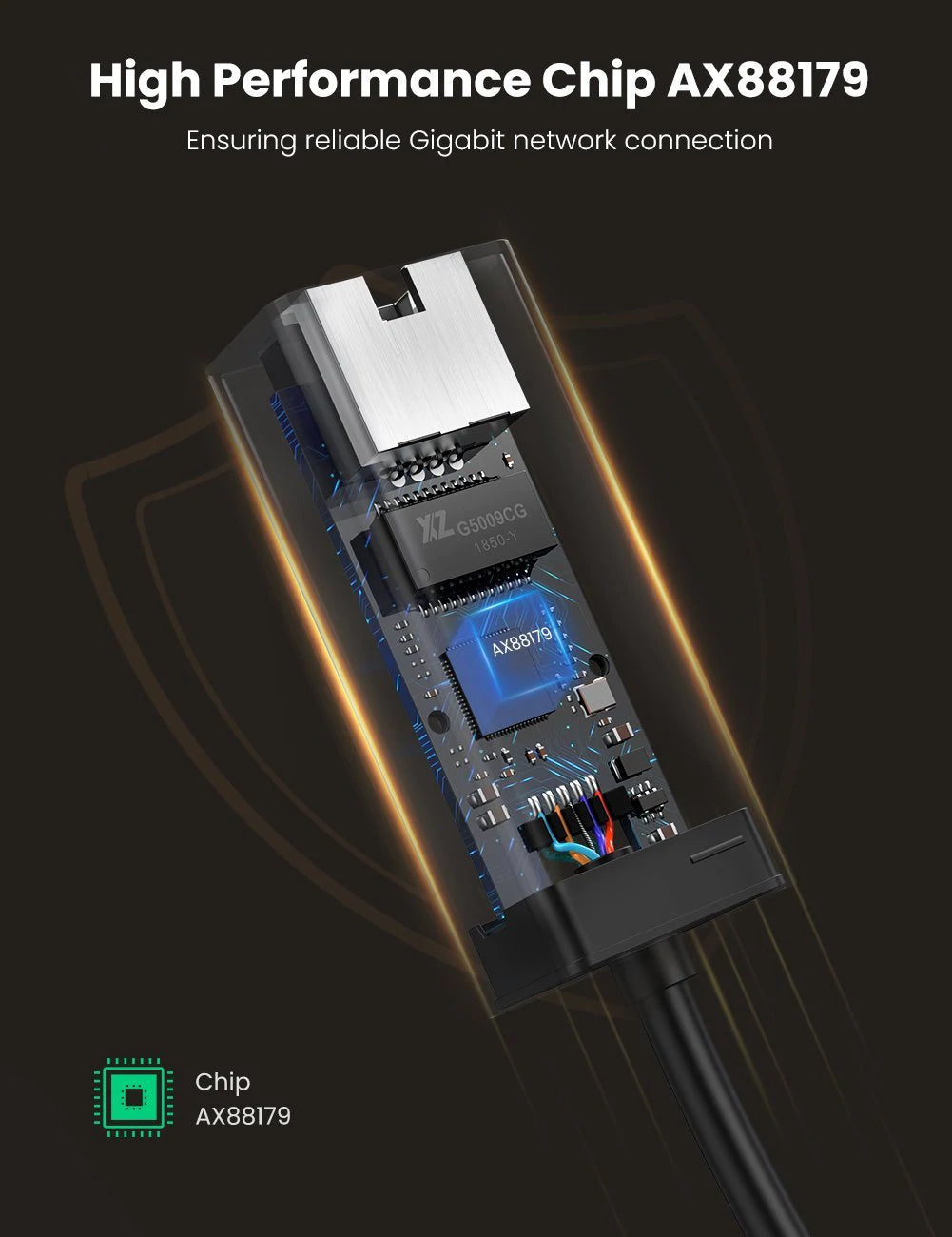 Nätverkskort UGREEN CR111, RJ45, USB 3.0, Svart
