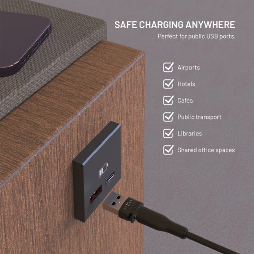 USB-adapter för datalåsning Fixed, USB-A / USB-C, 2in1, Svart