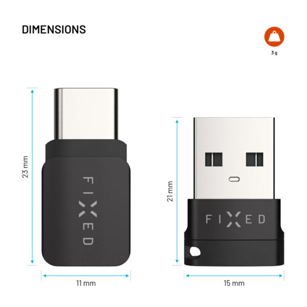USB-adapter för datalåsning Fixed, USB-A / USB-C, 2in1, Svart